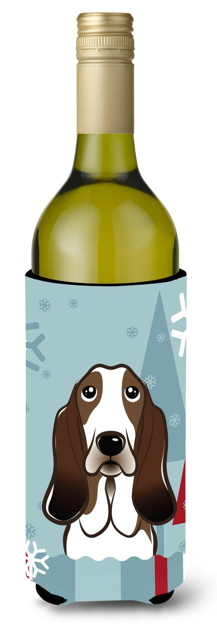Winter Holiday Basset Hound Wine Bottle Beverage Insulator Hugger BB1739LITERK by Caroline's Treasures
