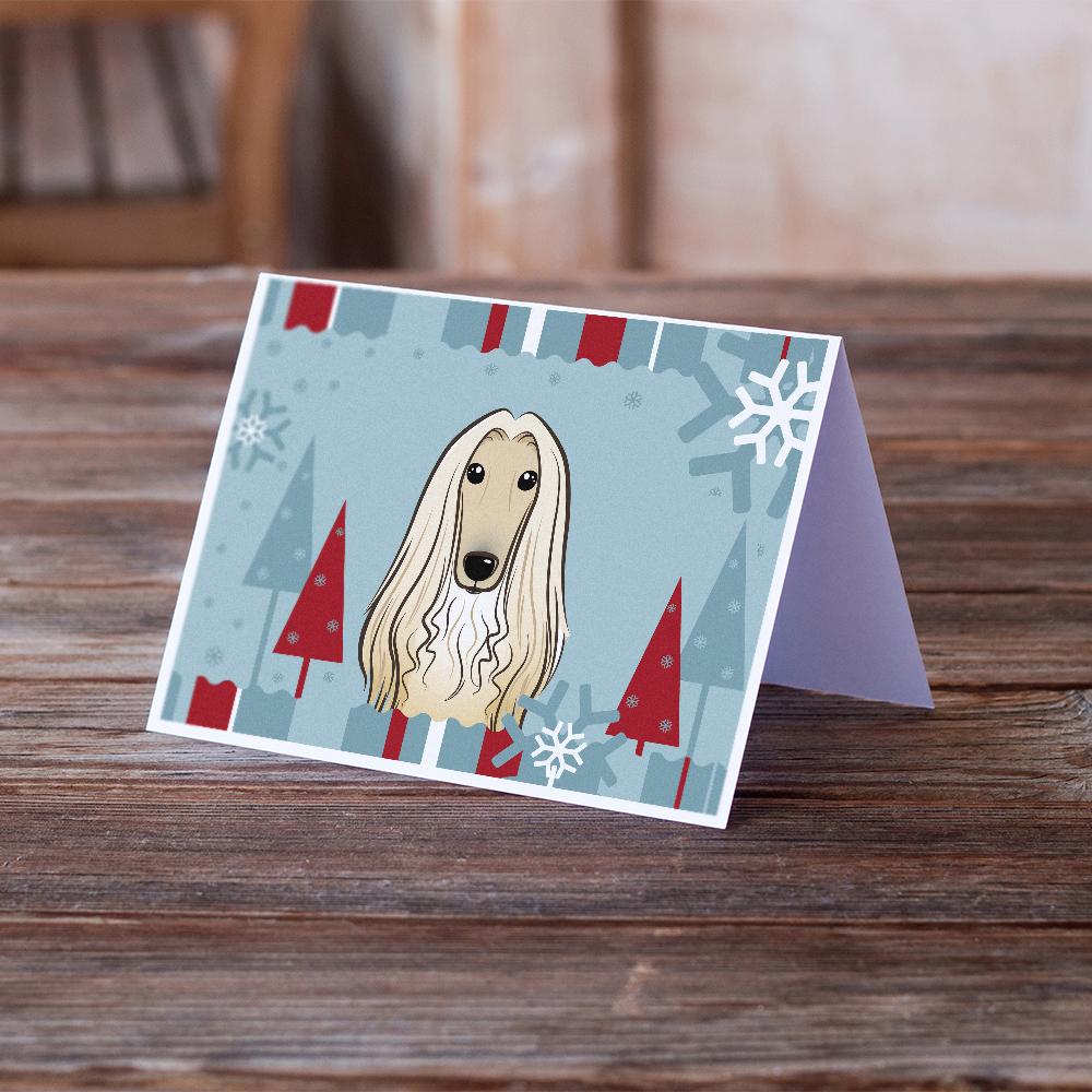 Winter Holiday Afghan Hound Greeting Cards and Envelopes Pack of 8 - the-store.com