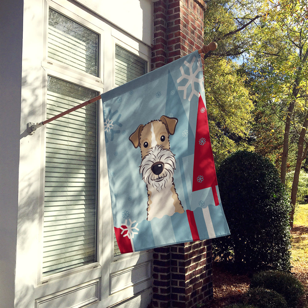Winter Holiday Wire Haired Fox Terrier Flag Canvas House Size BB1743CHF