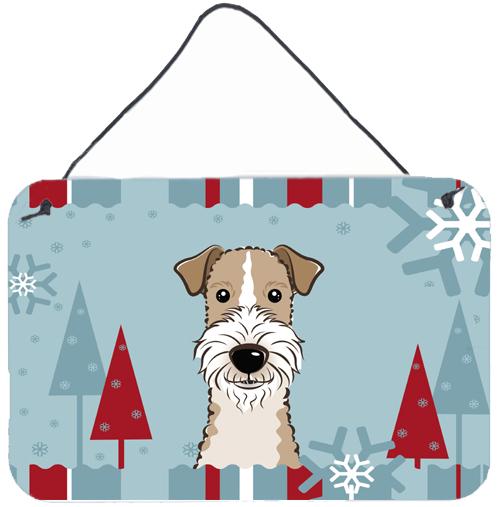 Winter Holiday Wire Haired Fox Terrier Wall or Door Hanging Prints BB1743DS812 by Caroline's Treasures
