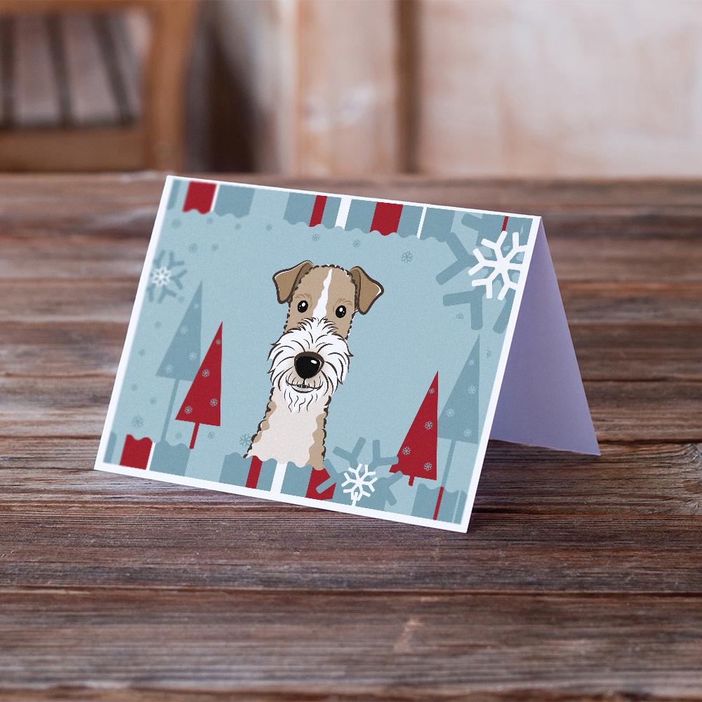 Winter Holiday Wire Haired Fox Terrier Greeting Cards and Envelopes Pack of 8 - the-store.com