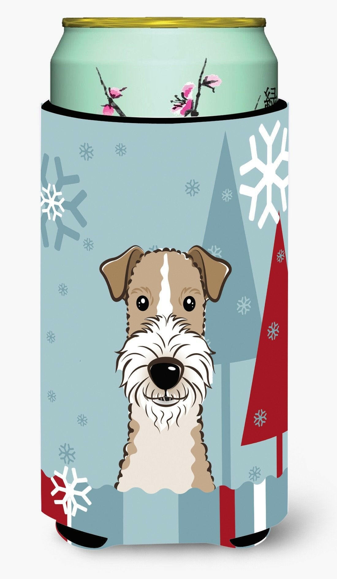Winter Holiday Wire Haired Fox Terrier Tall Boy Beverage Insulator Hugger BB1743TBC by Caroline's Treasures