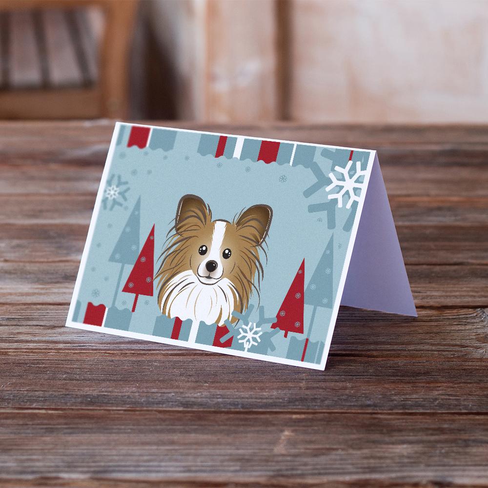 Winter Holiday Papillon Greeting Cards and Envelopes Pack of 8 - the-store.com