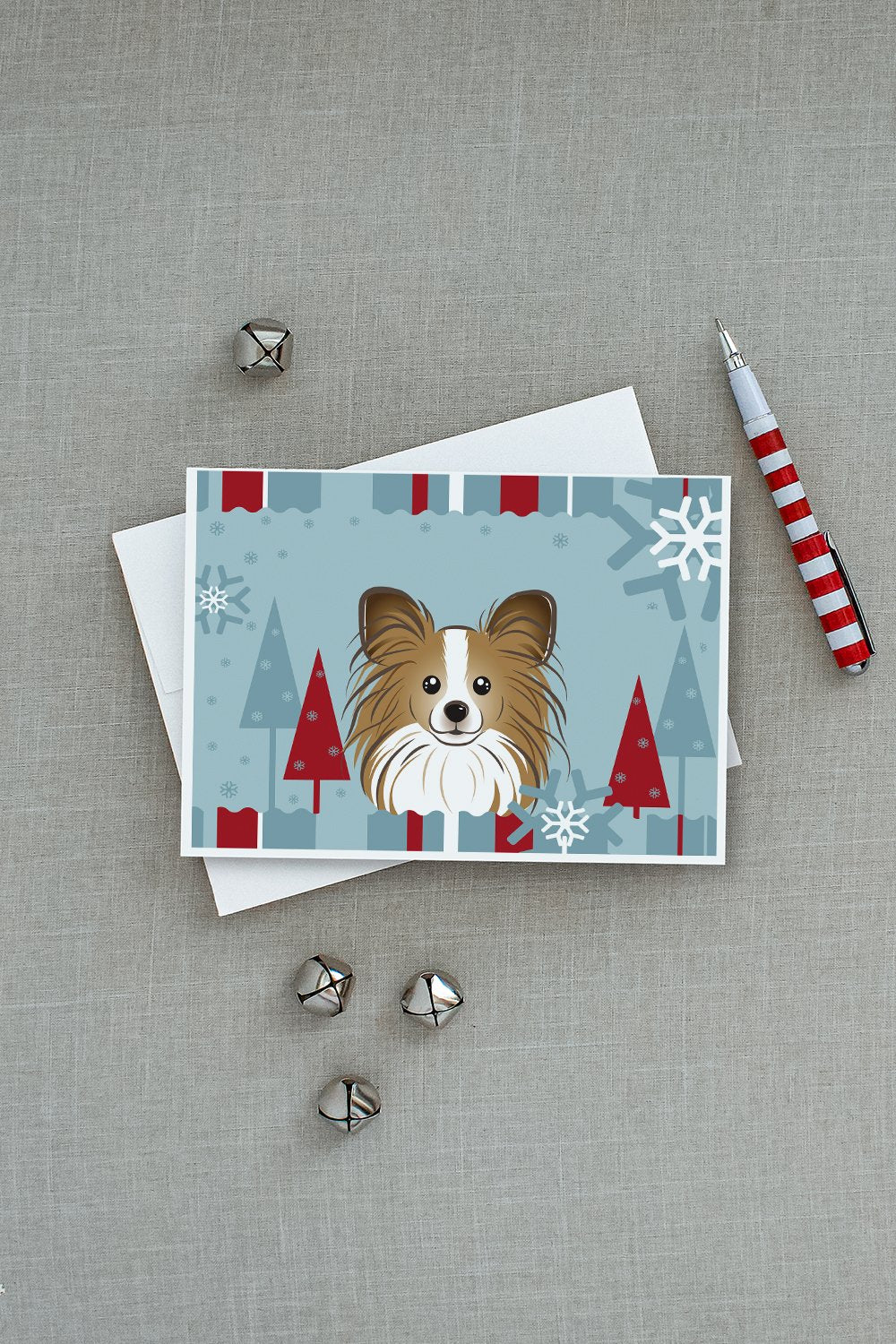 Winter Holiday Papillon Greeting Cards and Envelopes Pack of 8 - the-store.com