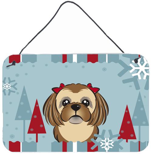 Winter Holiday Chocolate Brown Shih Tzu Wall or Door Hanging Prints BB1745DS812 by Caroline's Treasures