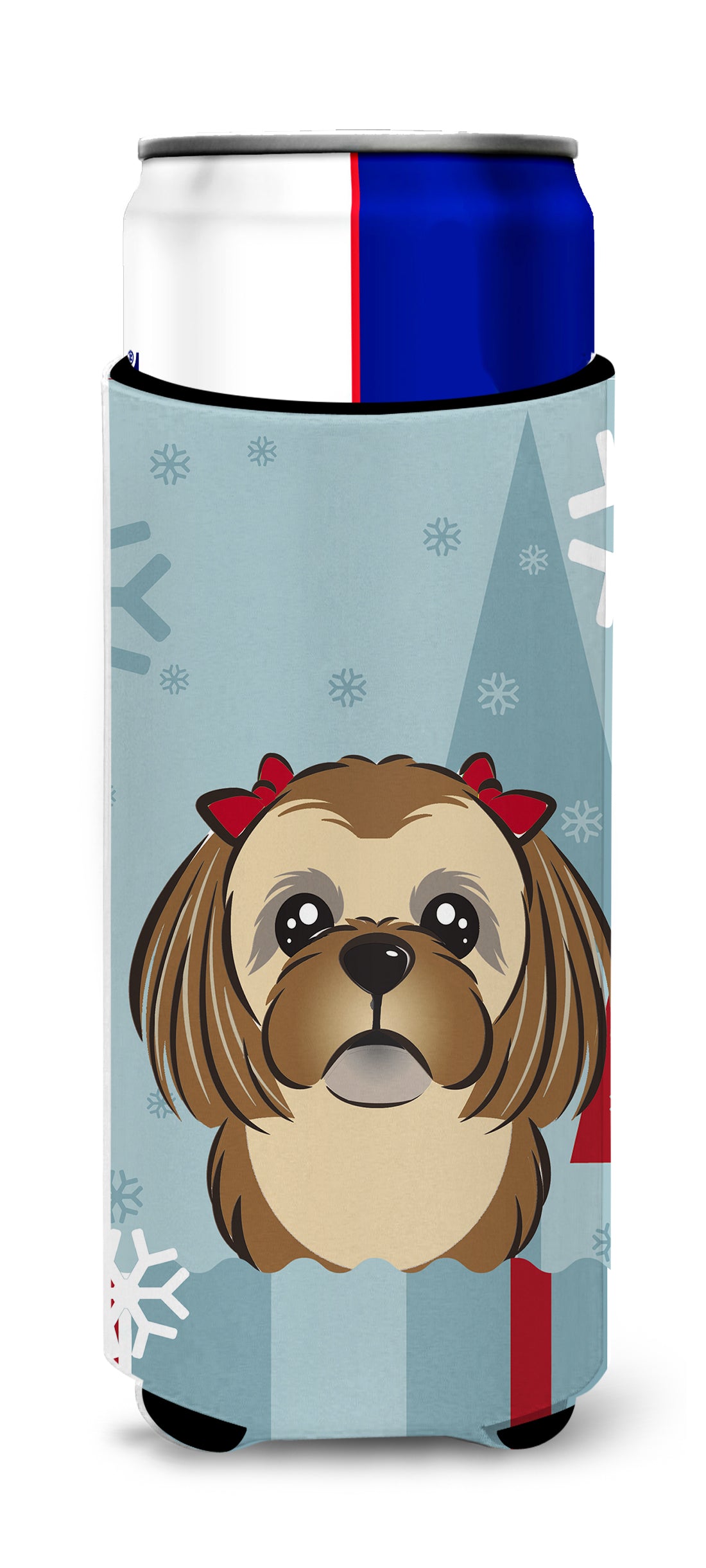 Winter Holiday Chocolate Brown Shih Tzu Ultra Beverage Insulators for slim cans BB1745MUK