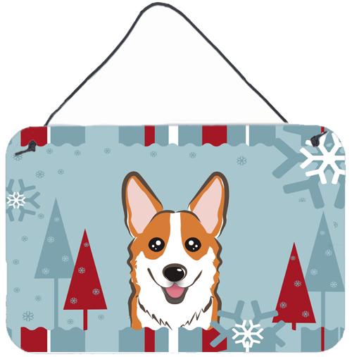 Winter Holiday Red Corgi Wall or Door Hanging Prints BB1750DS812 by Caroline's Treasures