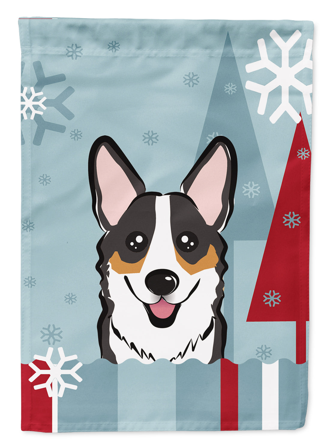 Winter Holiday Tricolor Corgi Flag Garden Size BB1751GF.