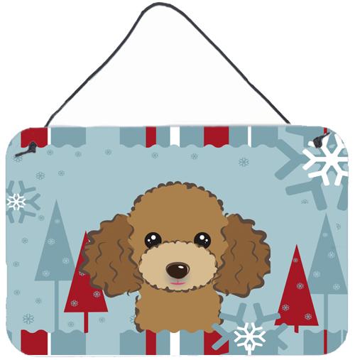 Winter Holiday Chocolate Brown Poodle Wall or Door Hanging Prints BB1752DS812 by Caroline's Treasures