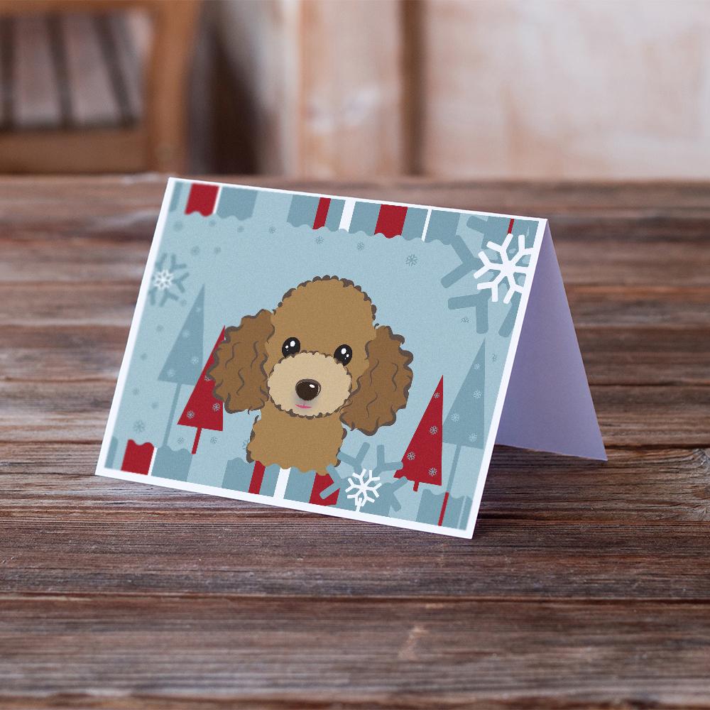 Buy this Winter Holiday Chocolate Brown Poodle Greeting Cards and Envelopes Pack of 8