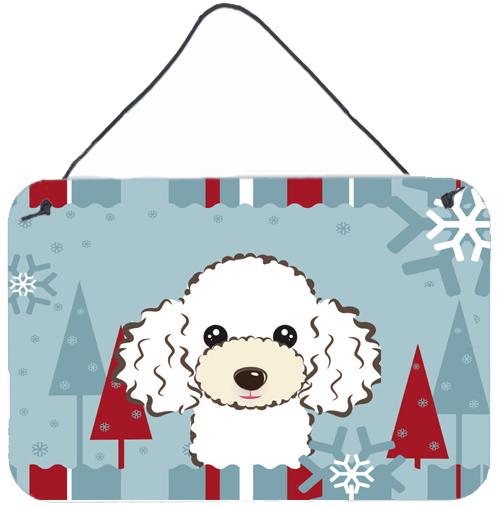 Winter Holiday White Poodle Wall or Door Hanging Prints BB1753DS812 by Caroline's Treasures