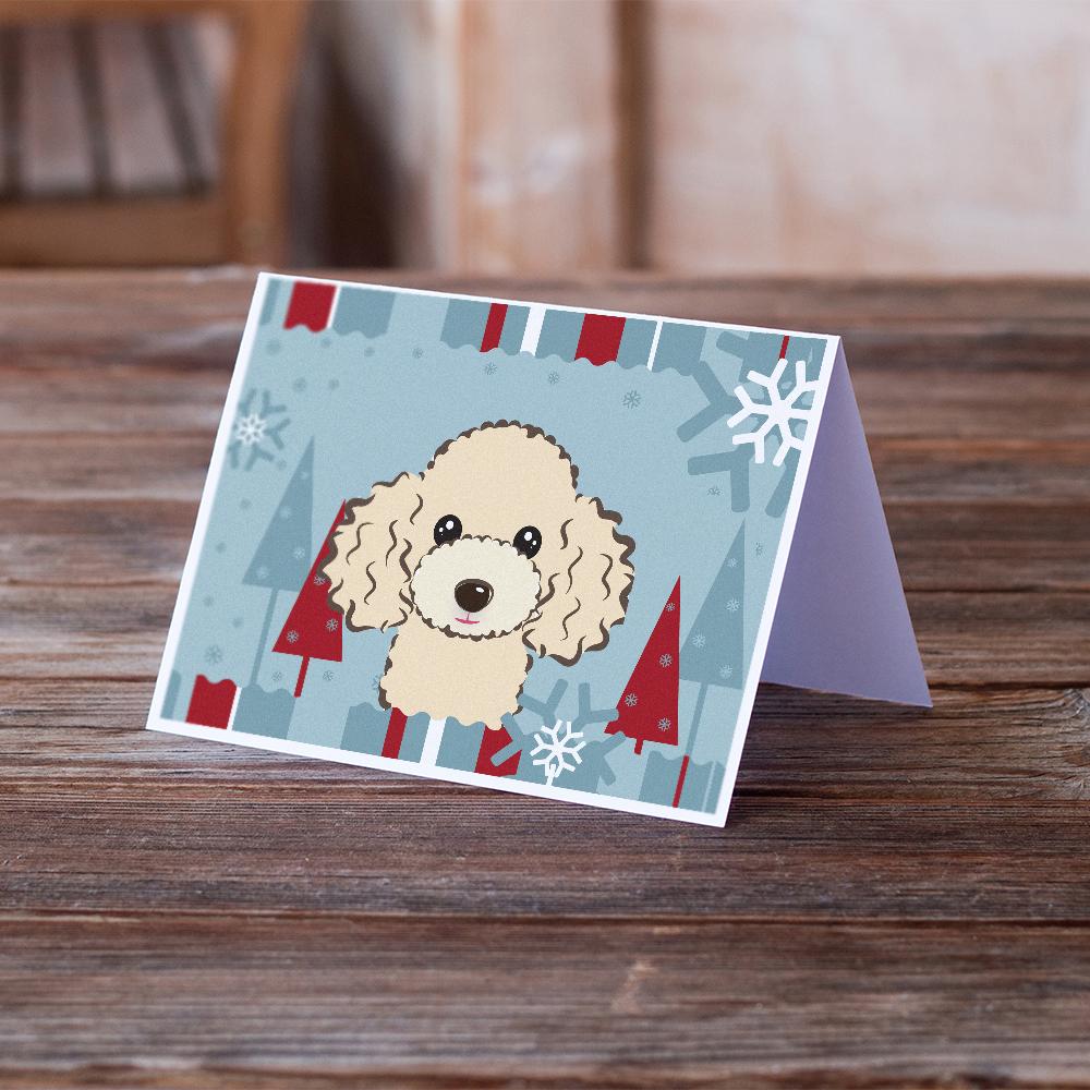 Buy this Winter Holiday Buff Poodle Greeting Cards and Envelopes Pack of 8