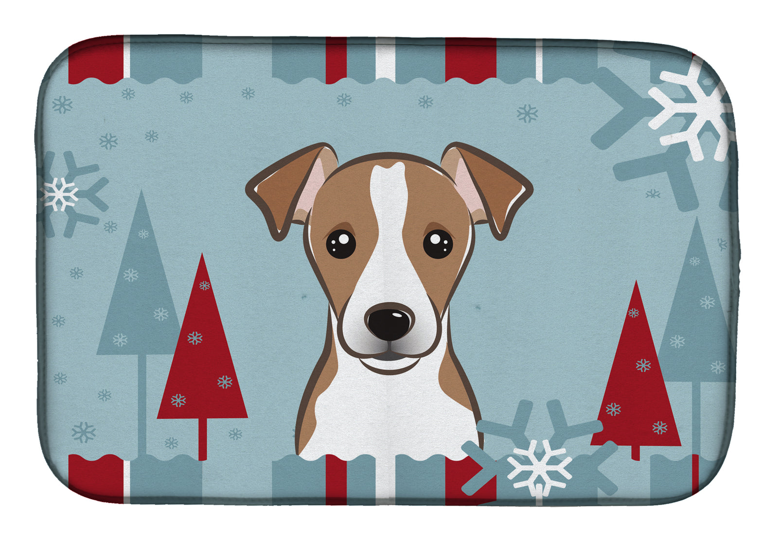 Winter Holiday Jack Russell Terrier Dish Drying Mat BB1756DDM
