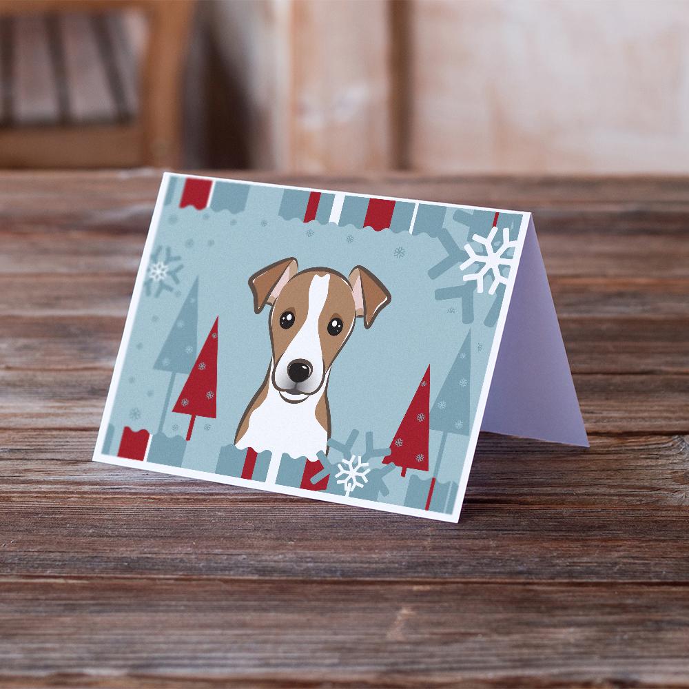 Winter Holiday Jack Russell Terrier Greeting Cards and Envelopes Pack of 8 - the-store.com