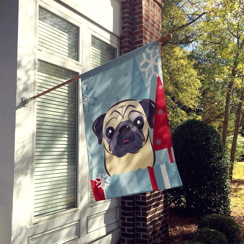 Winter Holiday Fawn Pug Flag Canvas House Size BB1758CHF