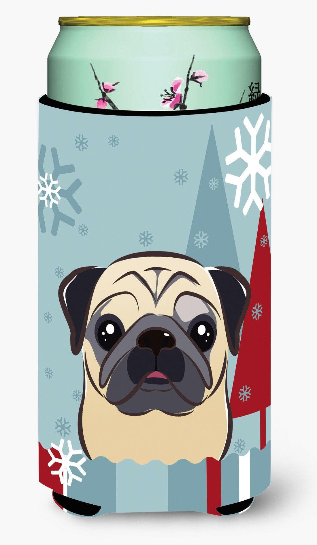 Winter Holiday Fawn Pug Tall Boy Beverage Insulator Hugger BB1758TBC by Caroline's Treasures