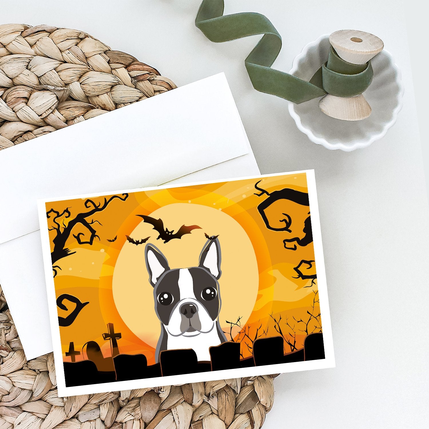 Buy this Halloween Boston Terrier Greeting Cards and Envelopes Pack of 8