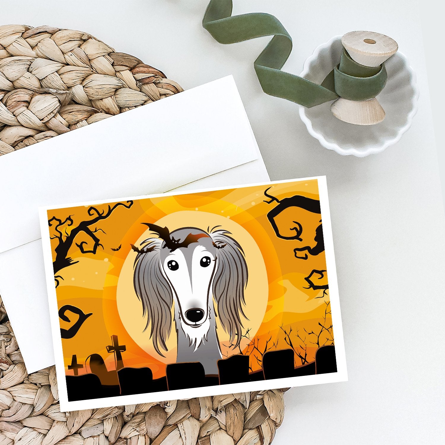 Buy this Halloween Saluki Greeting Cards and Envelopes Pack of 8