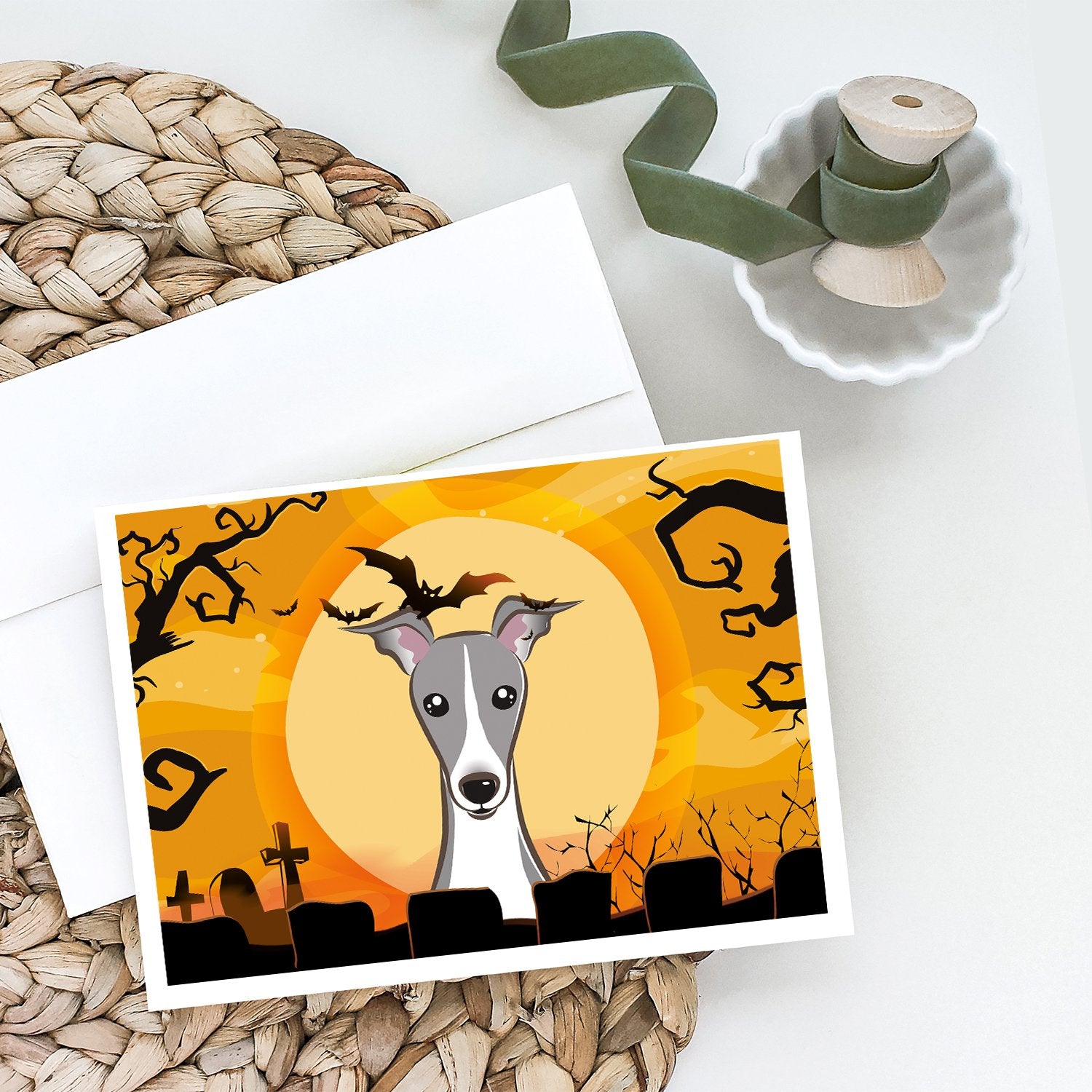 Buy this Halloween Italian Greyhound Greeting Cards and Envelopes Pack of 8