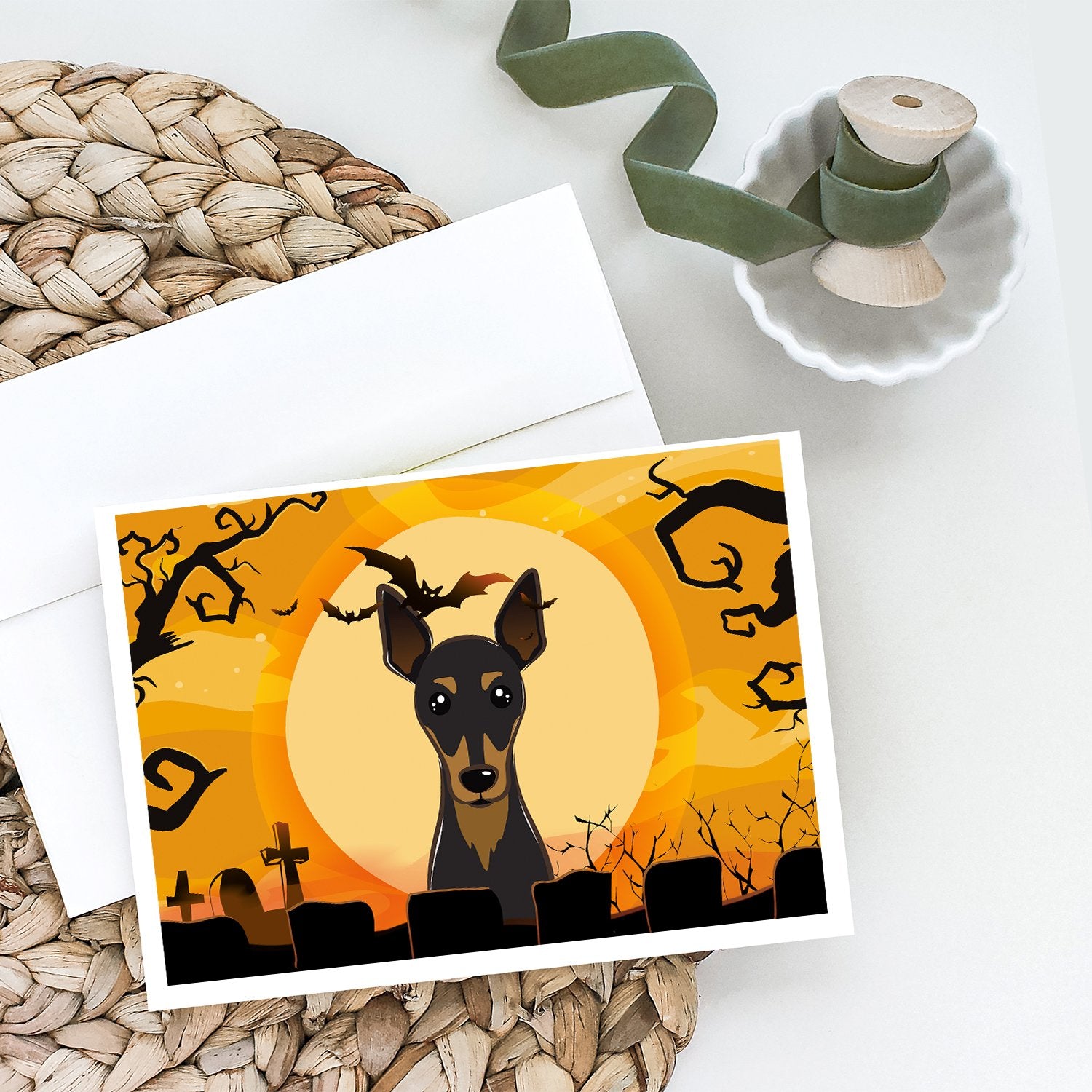 Buy this Halloween Min Pin Greeting Cards and Envelopes Pack of 8
