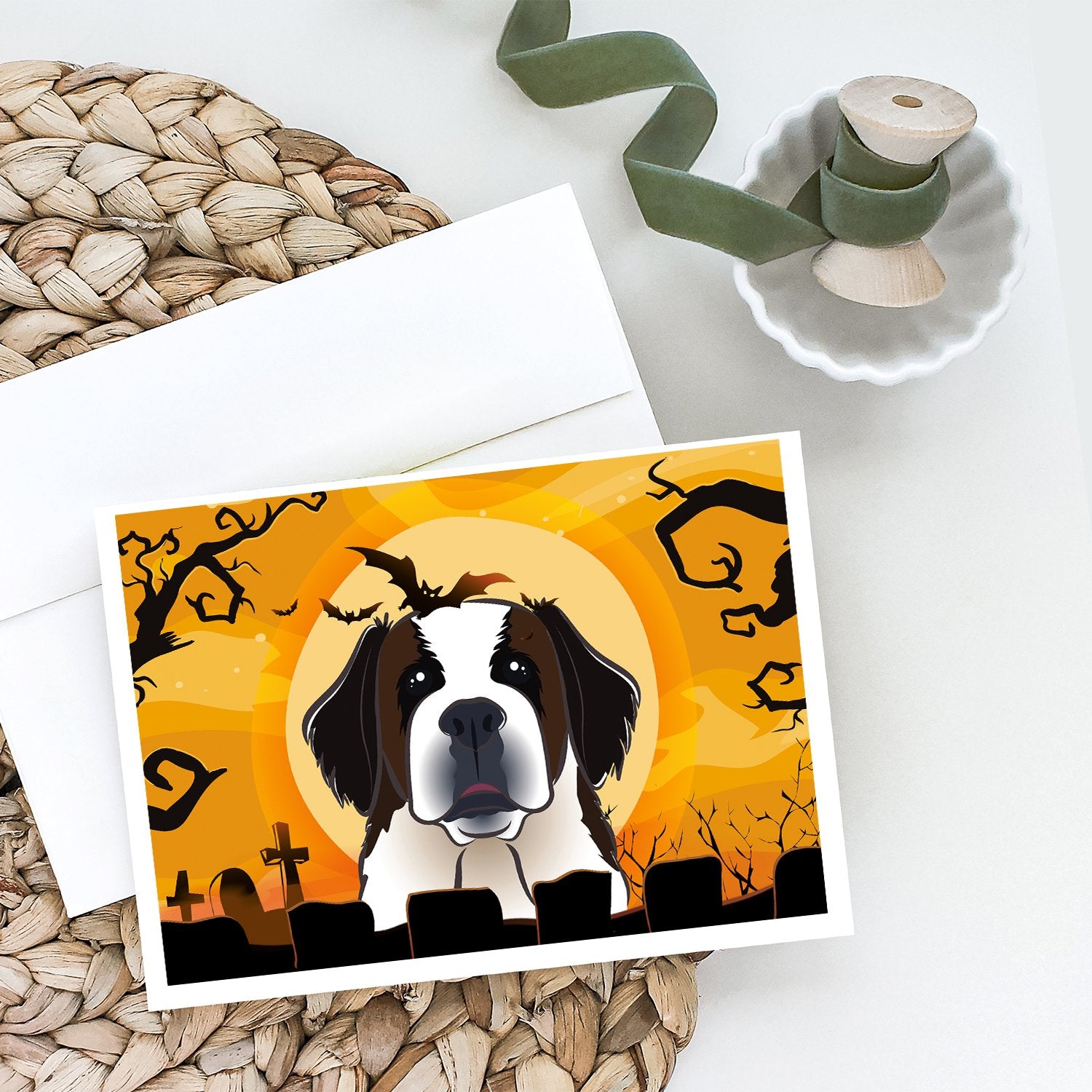 Buy this Halloween Saint Bernard Greeting Cards and Envelopes Pack of 8