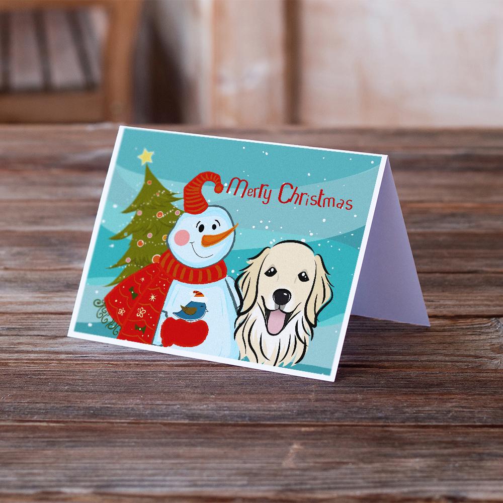 Buy this Snowman with Golden Retriever Greeting Cards and Envelopes Pack of 8