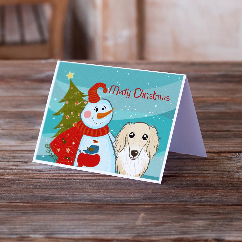 Buy this Snowman with Longhair Creme Dachshund Greeting Cards and Envelopes Pack of 8