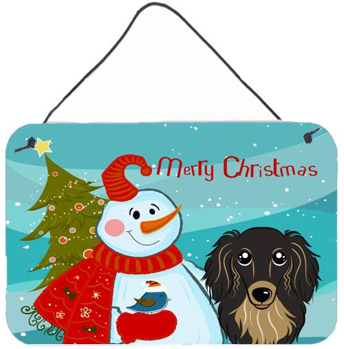 Snowman with Longhair Black and Tan Dachshund Wall or Door Hanging Prints by Caroline's Treasures