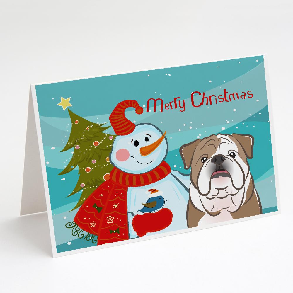 Buy this Snowman with English Bulldog  Greeting Cards and Envelopes Pack of 8