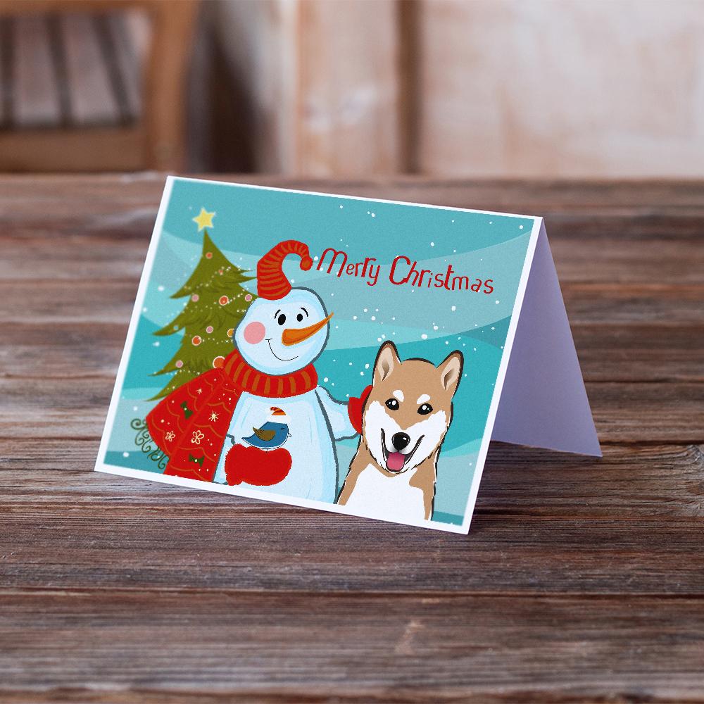 Buy this Snowman with Shiba Inu Greeting Cards and Envelopes Pack of 8