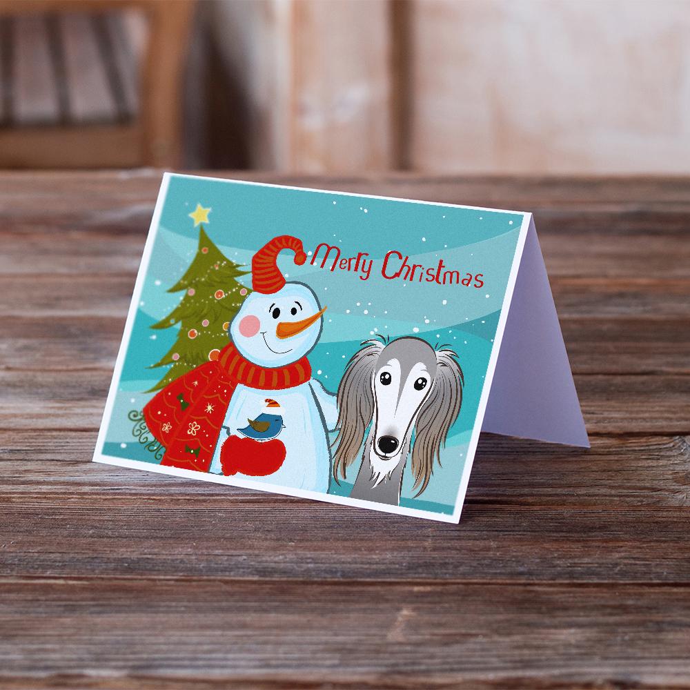 Buy this Snowman with Saluki Greeting Cards and Envelopes Pack of 8