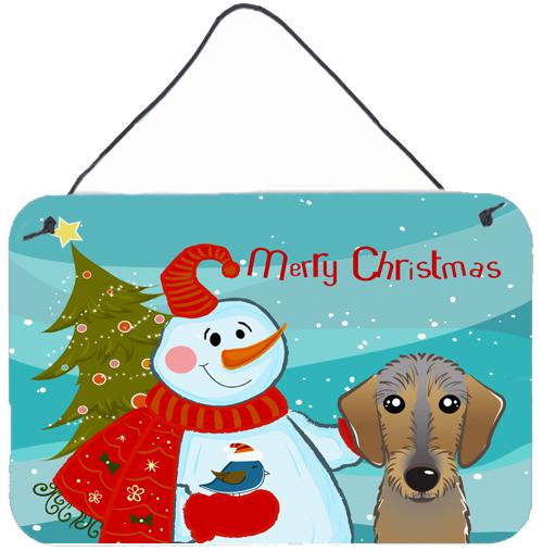 Snowman with Wirehaired Dachshund Wall or Door Hanging Prints BB1853DS812 by Caroline's Treasures