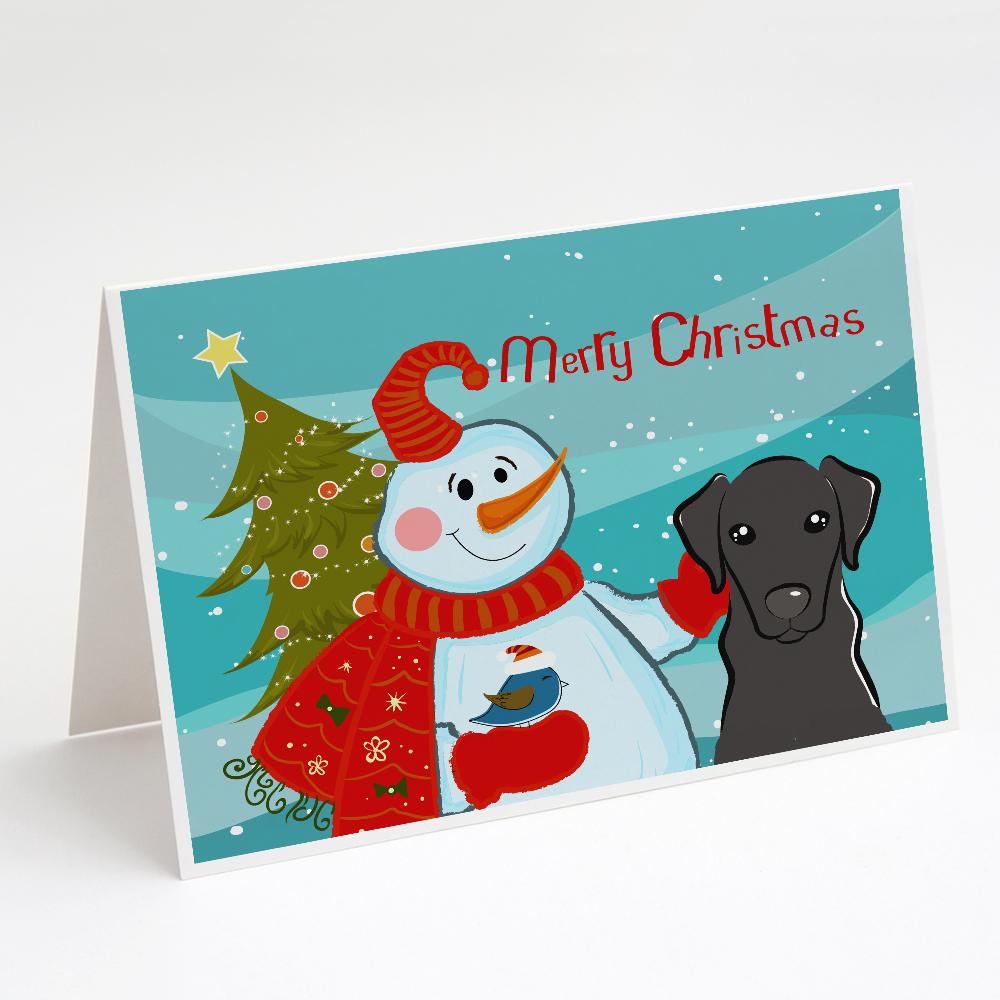 Buy this Snowman with Black Labrador Greeting Cards and Envelopes Pack of 8