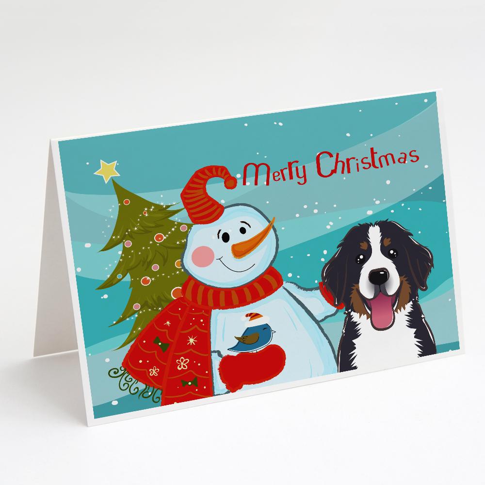 Buy this Snowman with Bernese Mountain Dog Greeting Cards and Envelopes Pack of 8