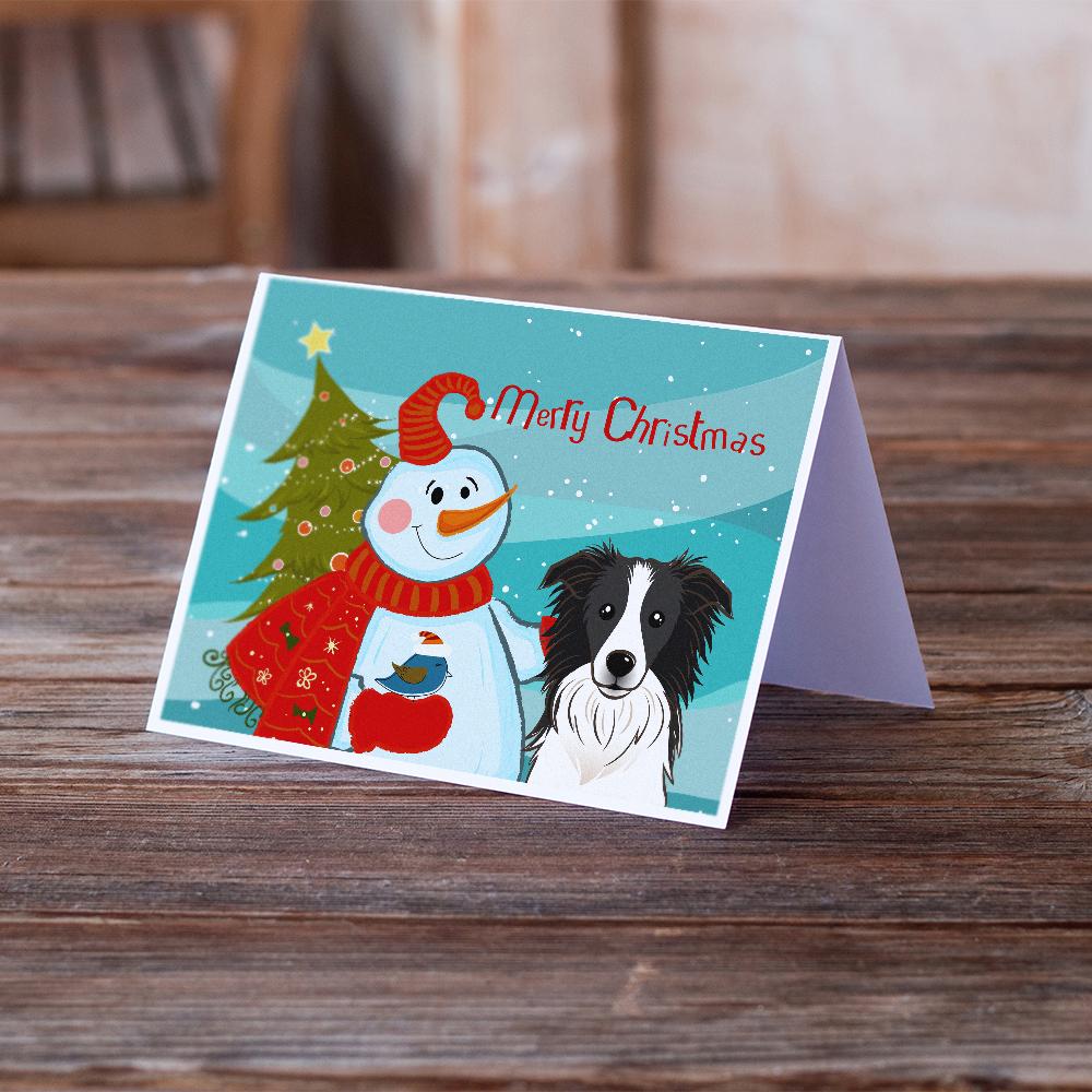 Buy this Snowman with Border Collie Greeting Cards and Envelopes Pack of 8