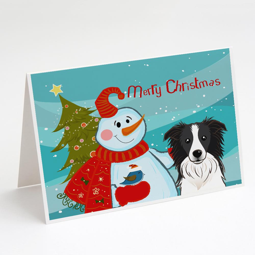 Buy this Snowman with Border Collie Greeting Cards and Envelopes Pack of 8