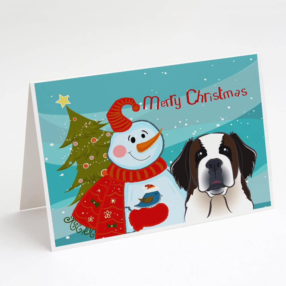Buy this Snowman with Saint Bernard Greeting Cards and Envelopes Pack of 8