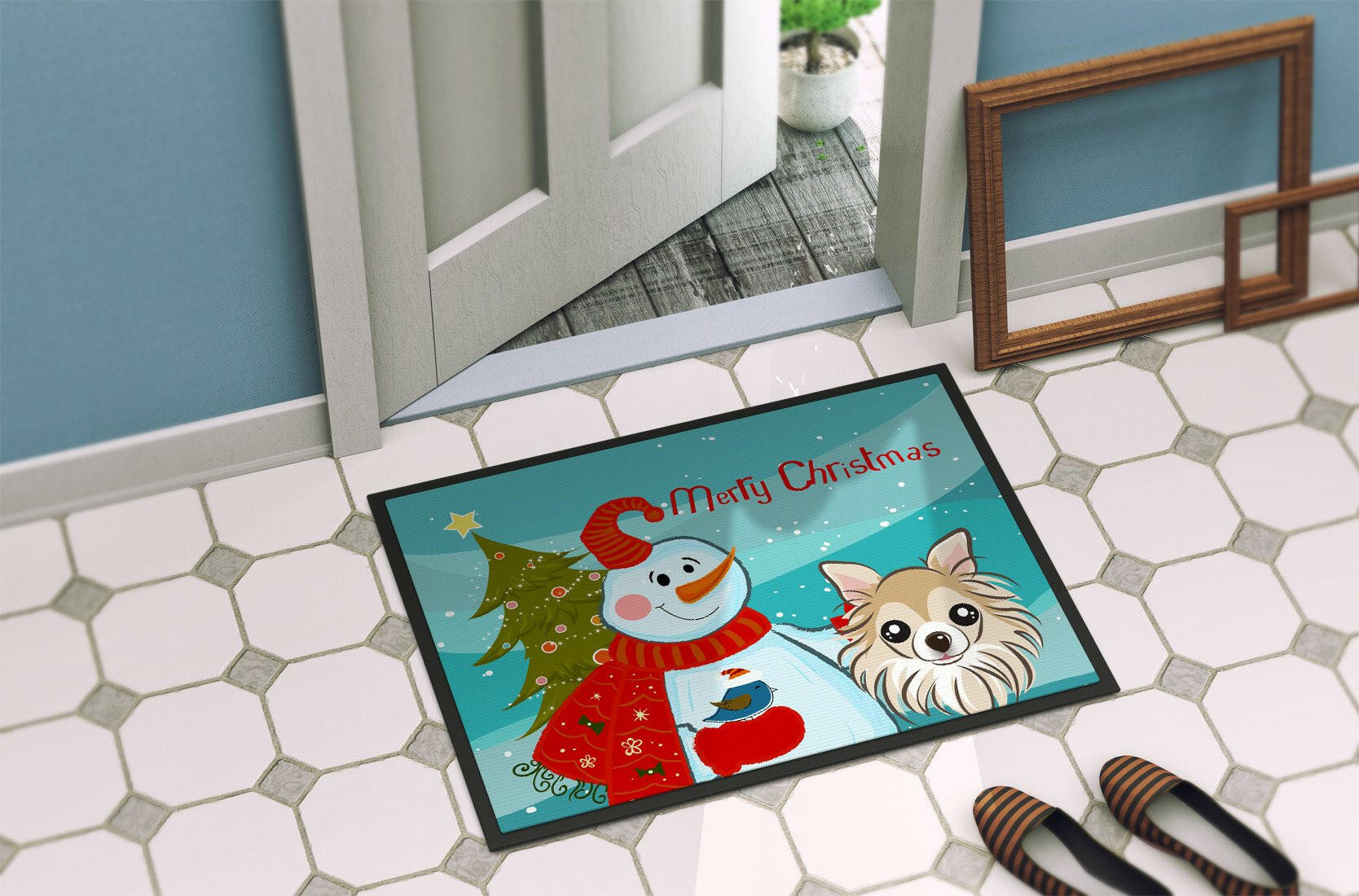 Snowman with Chihuahua Indoor or Outdoor Mat 24x36 BB1871JMAT - the-store.com