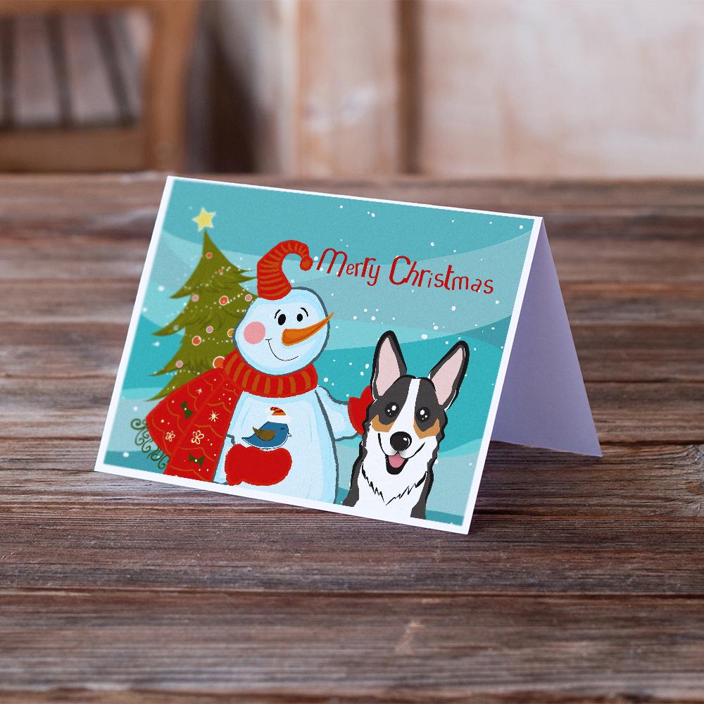 Buy this Snowman with Tricolor Corgi Greeting Cards and Envelopes Pack of 8
