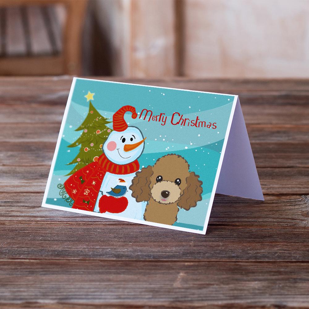 Buy this Snowman with Chocolate Brown Poodle Greeting Cards and Envelopes Pack of 8