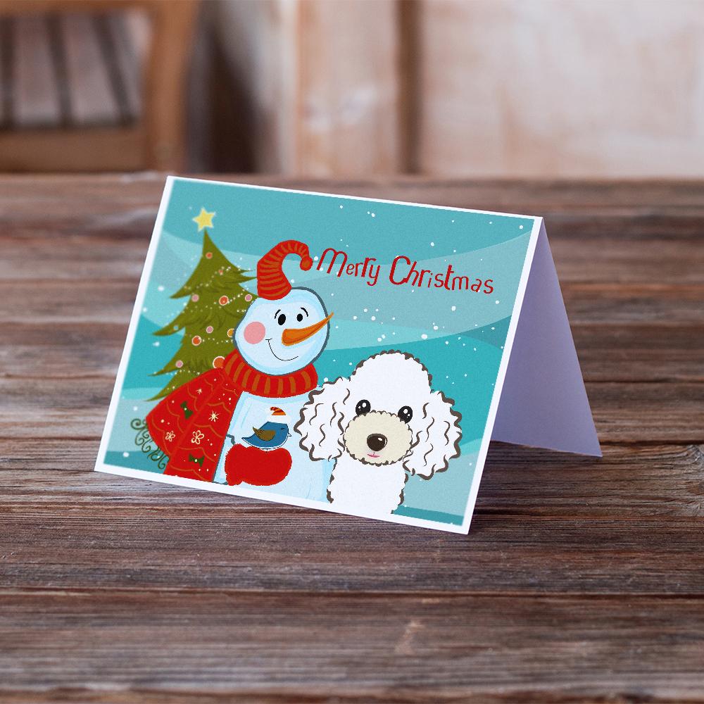 Buy this Snowman with White Poodle Greeting Cards and Envelopes Pack of 8
