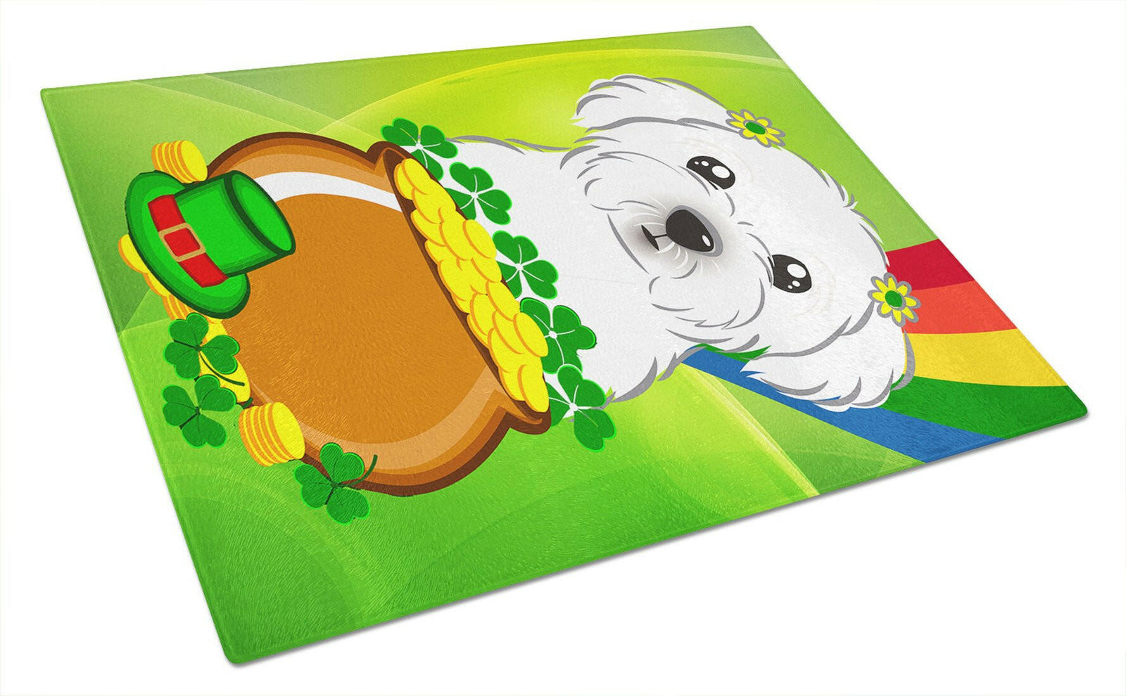 Maltese St. Patrick's Day Glass Cutting Board Large BB1952LCB by Caroline's Treasures