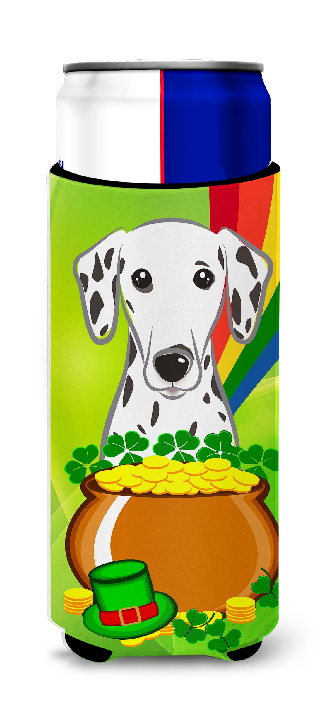 Dalmatian St. Patrick's Day  Ultra Beverage Insulator for slim cans BB1954MUK
