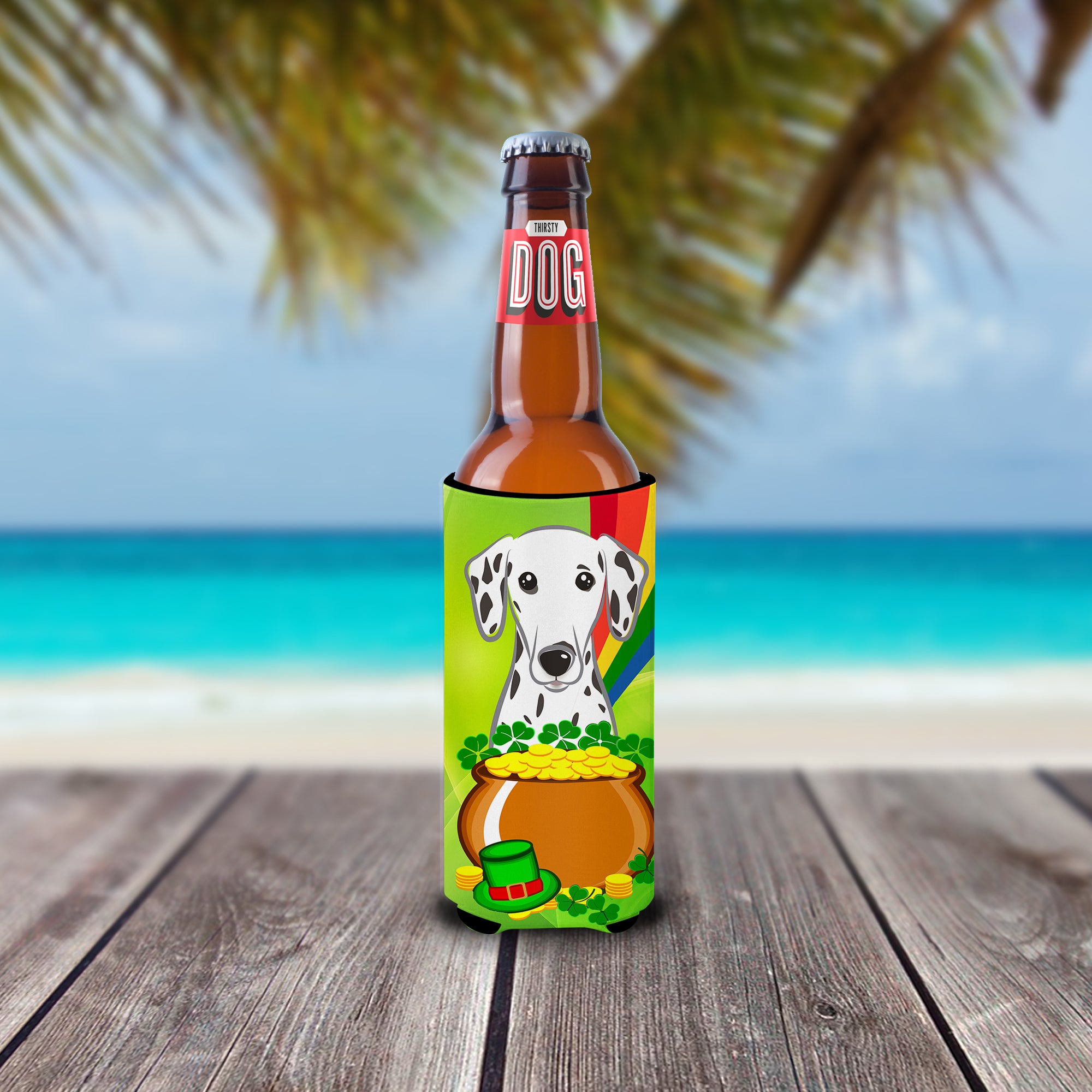 Dalmatian St. Patrick's Day  Ultra Beverage Insulator for slim cans BB1954MUK  the-store.com.
