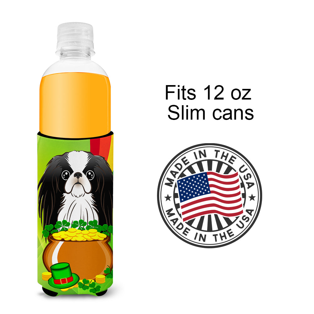 Japanese Chin St. Patrick's Day  Ultra Beverage Insulator for slim cans BB1974MUK  the-store.com.