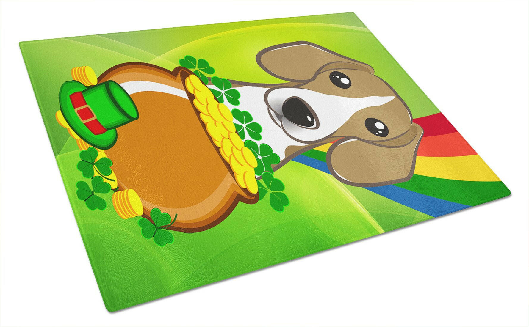 Beagle St. Patrick's Day Glass Cutting Board Large BB1983LCB by Caroline's Treasures