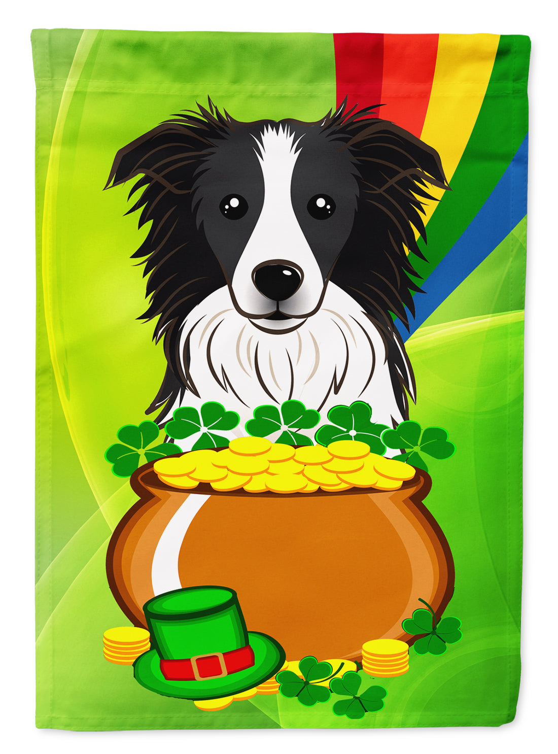 Border Collie St. Patrick's Day Flag Canvas House Size BB1985CHF