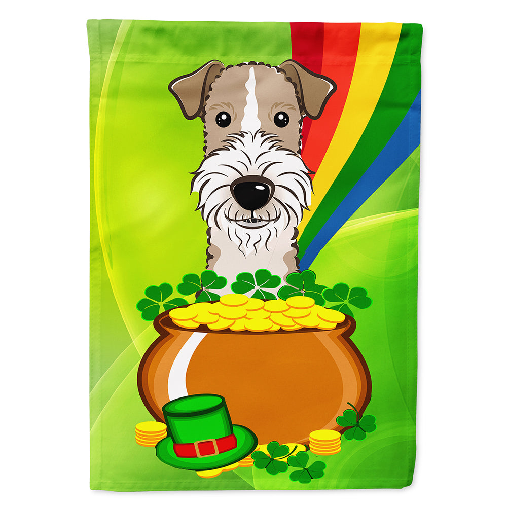 Wire Haired Fox Terrier St. Patrick's Day Flag Canvas House Size BB1991CHF