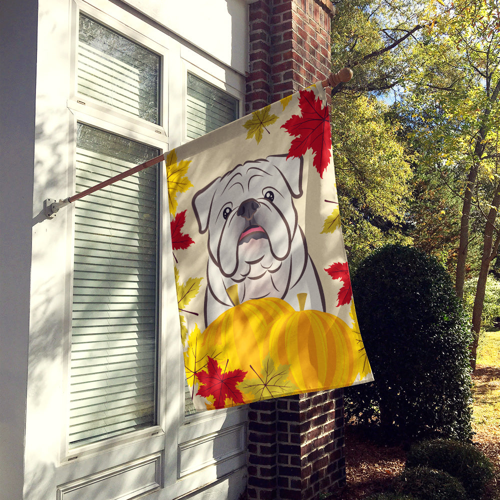 White English Bulldog  Thanksgiving Flag Canvas House Size BB2026CHF