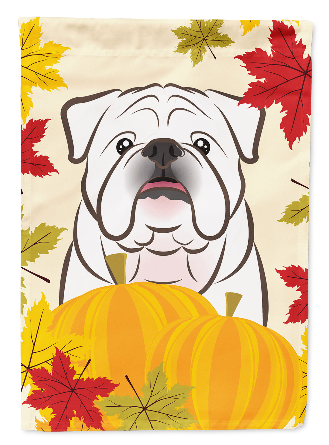 White English Bulldog  Thanksgiving Flag Garden Size BB2026GF.